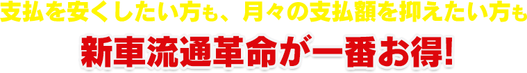 支払を安くしたい方も、月々の支払額を抑えたい方も新車流通革命が一番お得!